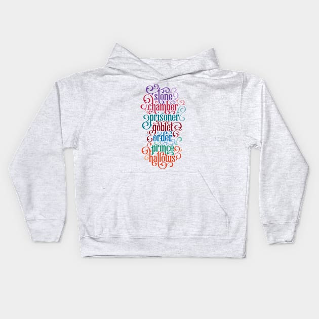 Seven Book Titles and Colors Kids Hoodie by polliadesign